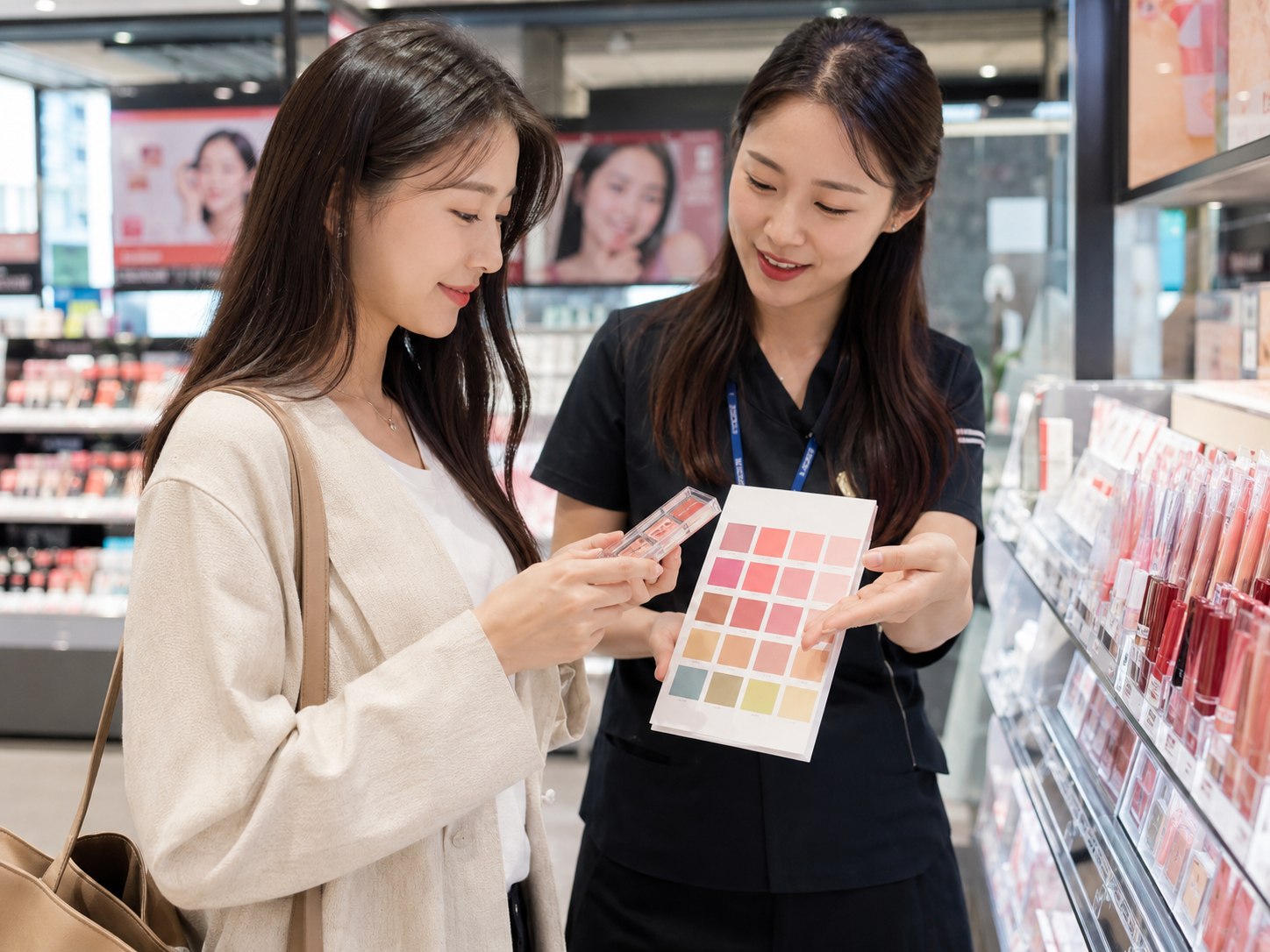 Shopping at Olive Young in Myeongdong after a color analysis session